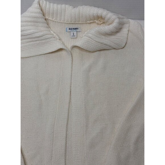 OLD NAVY Womens M Chunky Knit Shawl Collar Cardigan Sweater Sea Salt Cotton - Picture 2 of 10